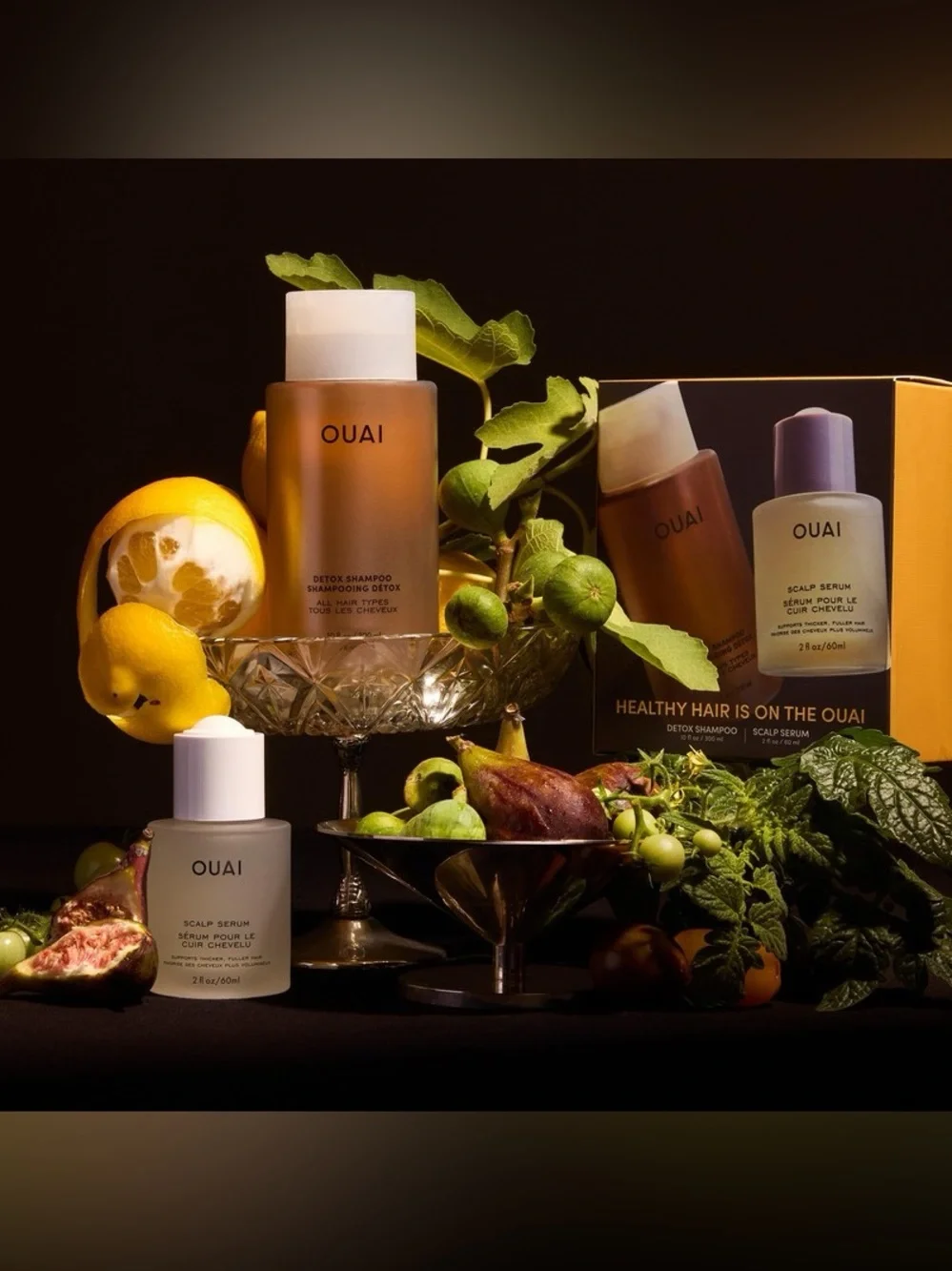 OUAI HEALTHY HAIR IS ON THE OUAI SET w/Detox Shampoo+Scalp Serum F/S LTD ED NIB!